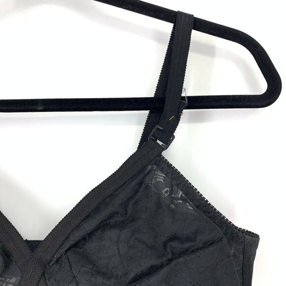 Vintage Underwire Bra Womens 38C Black Lace Sheer Nylon Lingerie Unbranded - Picture 5 of 7